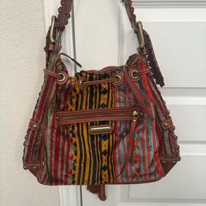 Isabella Fiore Studded Velvet Hobo Shoulder Bag